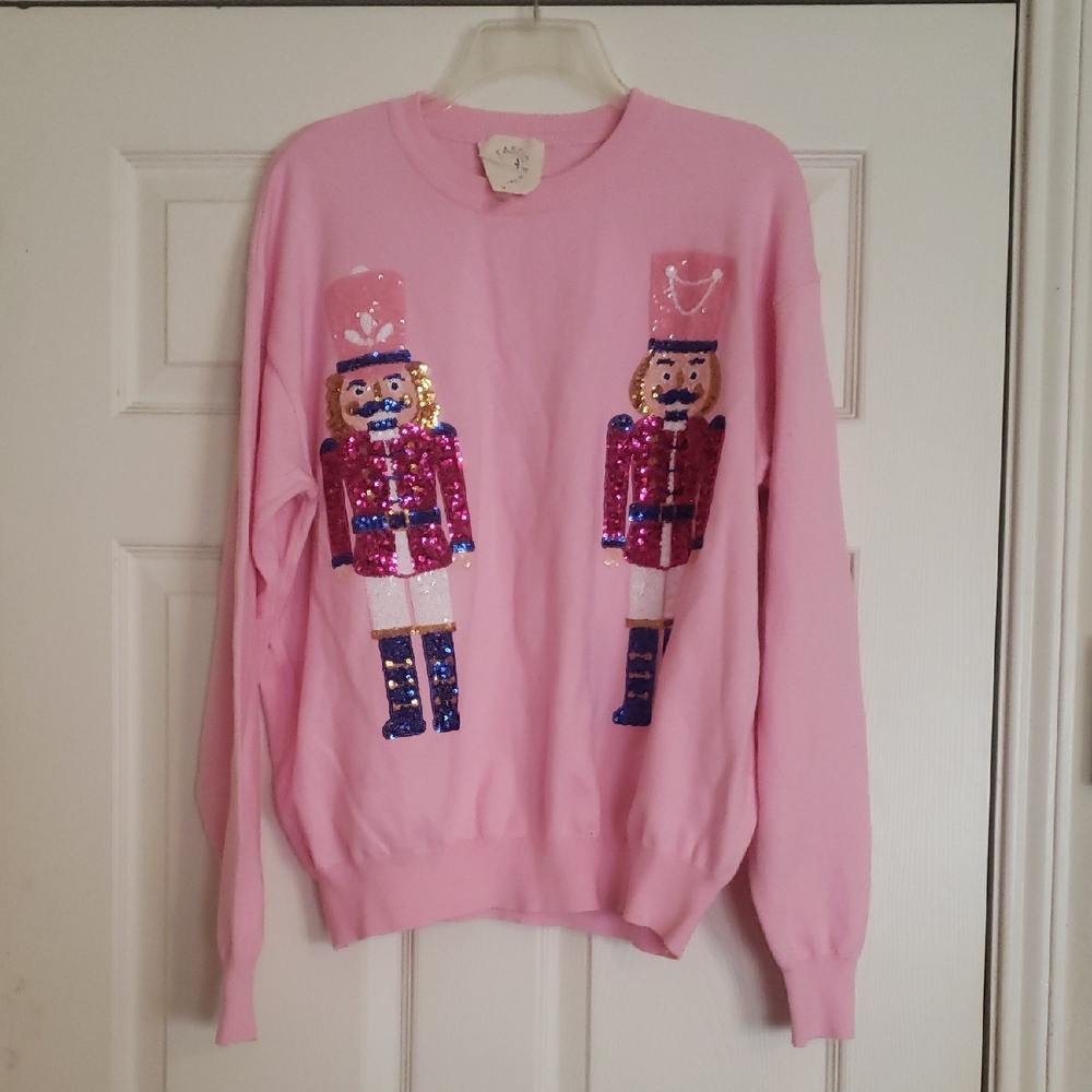 Pink Sequined Nutcracker Sweater